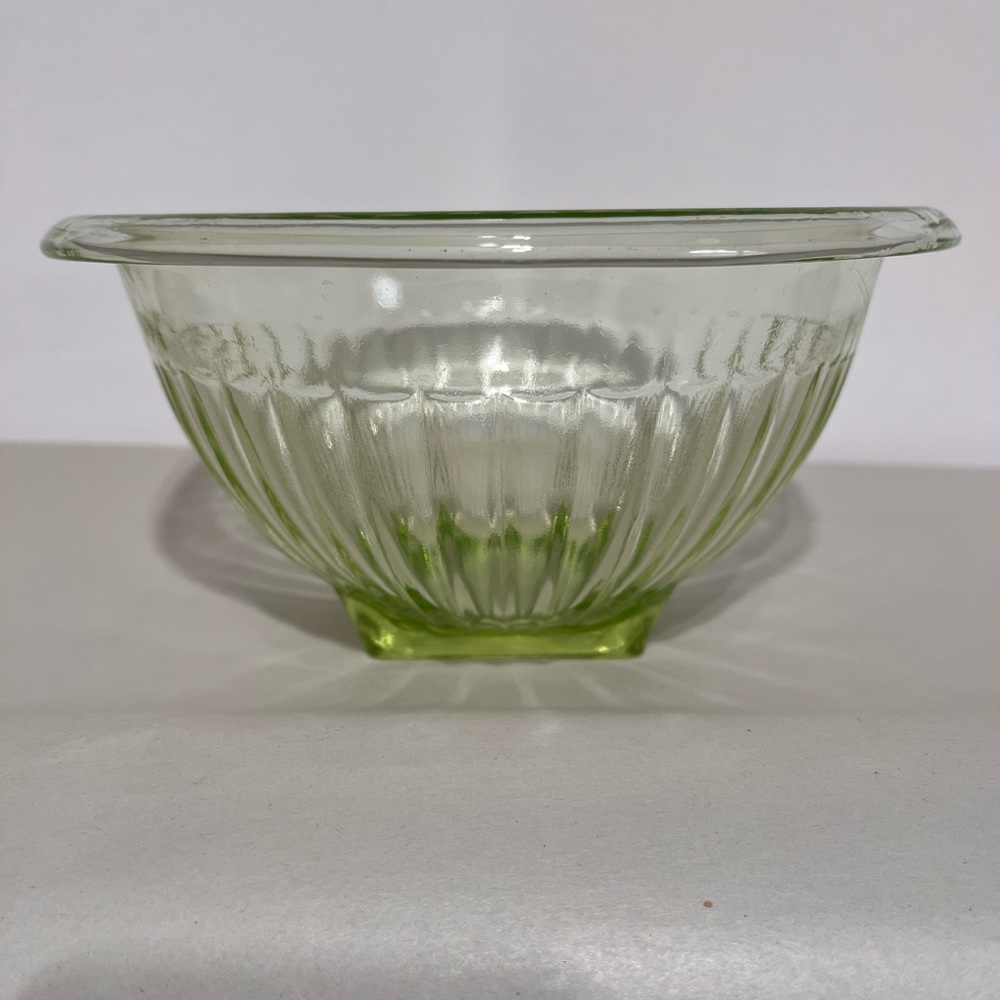 Green Glass Advertising Mixing Bowl